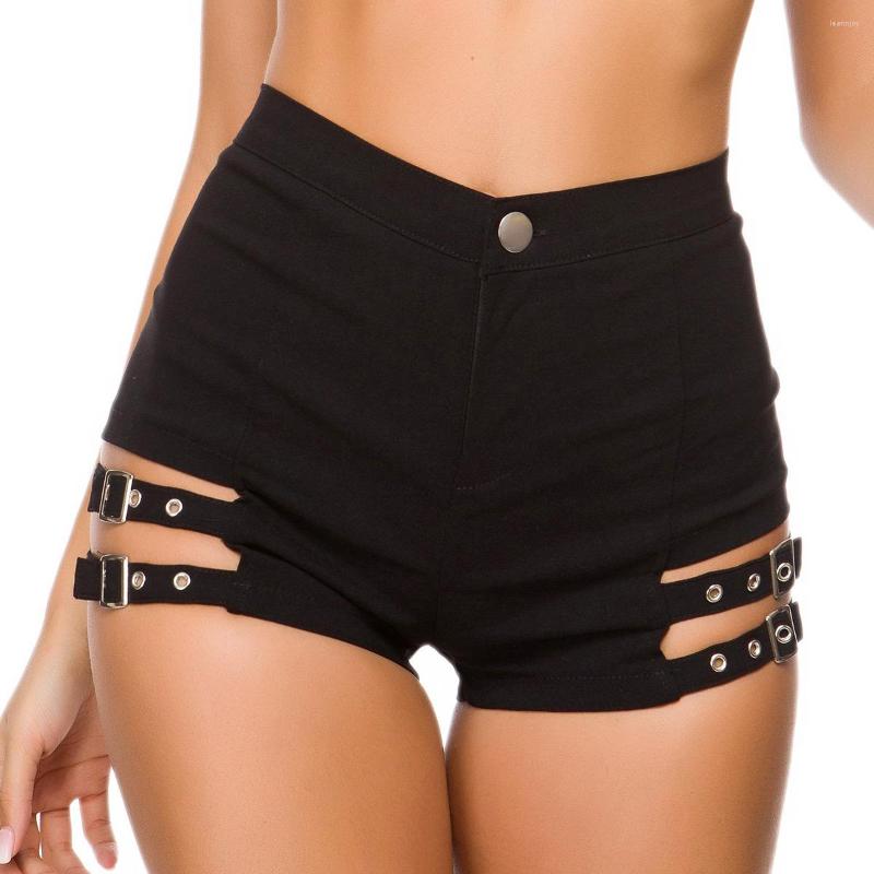 

Women' Shorts Women' Gothic Punk Dance Sexy Black Irregular High Waist Slim Bodycon Bandage