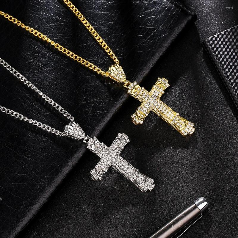 

Pendant Necklaces Hip Hop Accessories Men's Crystal Cross Necklace Jesus Piece For Women
