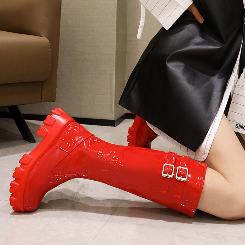 

Boots Female Motorcycle High For Women Knee 2023 Red Classic Comfy Casual Brand Design Fashion Women's Shoes, Black