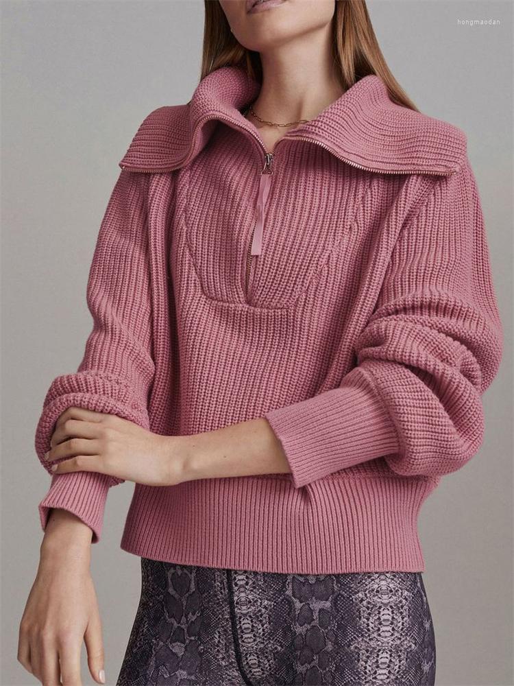 

Women's Sweaters Tossy Zip Up Turtleneck Sweater Women Winter Long Sleeve Lapel Collar Sweatshirt Knit Ribbed Pullover, Black
