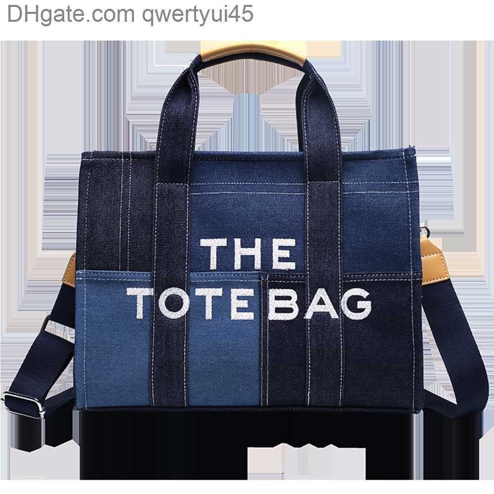 

qwertyui45 Totes Luxury Brands Denim The Tote Bags for Women Handbags Designer Canvas Shoulder Crossbody Bag 2022 Patchwork Shopper Purses Clutch 031723H, Black