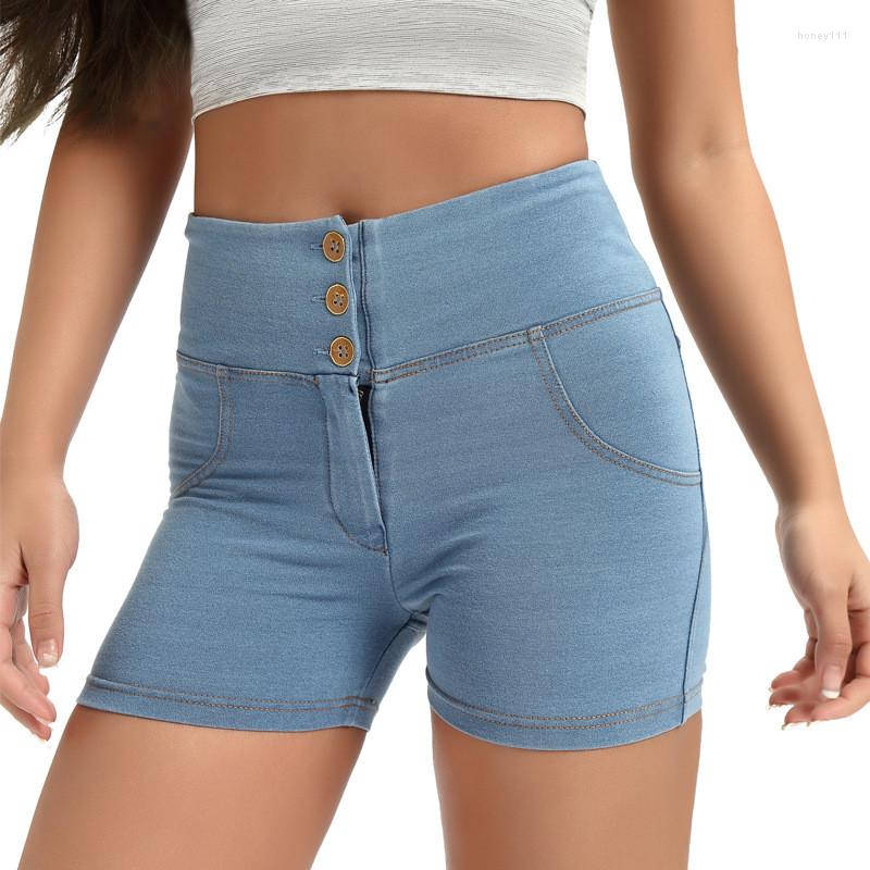 

Active Shorts Solid Color Drawstring Women Fitness Sport Short High Waist Denim Yoga Zip Button Leisure Cycling Breathable Quick-drying, Black