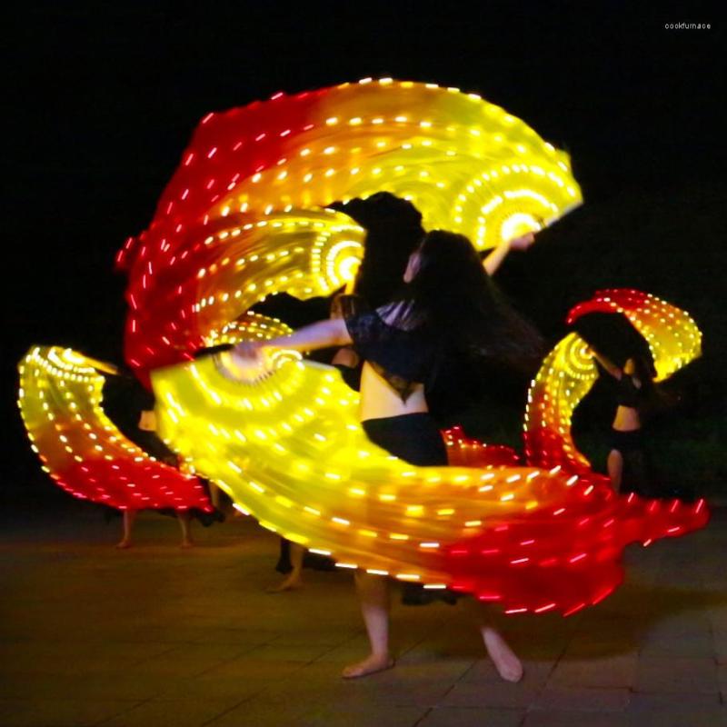 

Stage Wear Fire Performance Belly Dance LED Fans 180cm Props Accessories Strong Lights Hand Veil (rechargeable), White