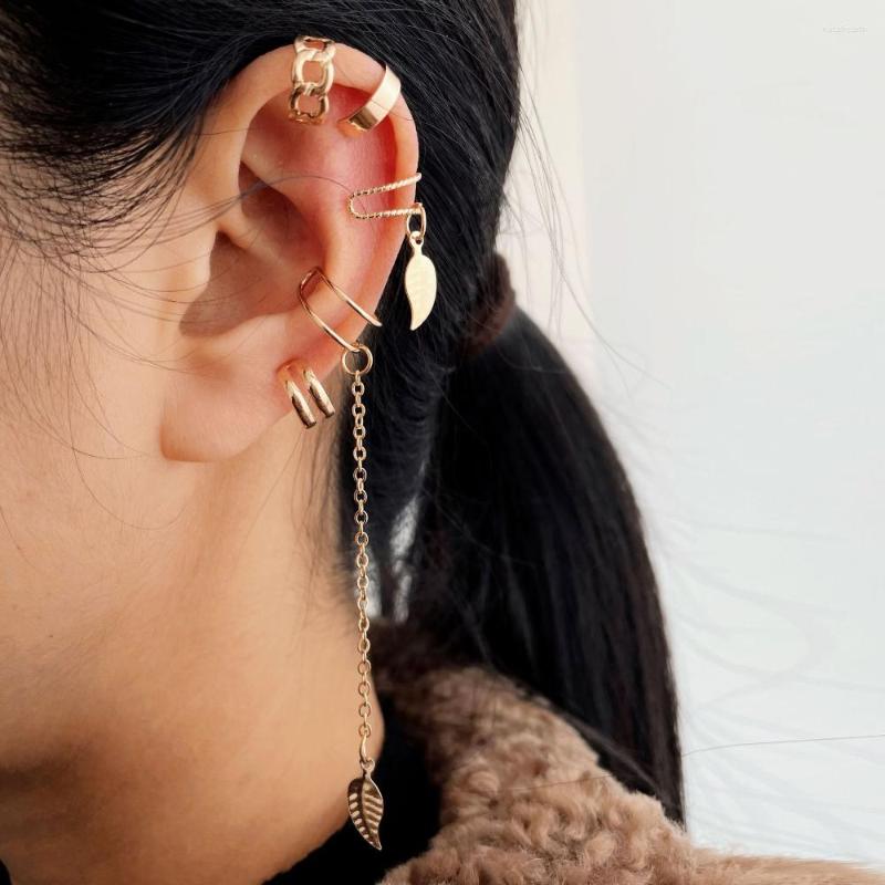 

Backs Earrings Fashion Jewelry Fake Cartilage Without Piercing Ear Clip Leaf For Women Puck Rock Vintage Cuff Set Female Gifts