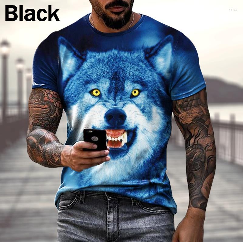 

Men's T Shirts Fashion Wolf 3d Printed Shirt Men's Cool Street Casual Short Sleeved T-shirt, Black