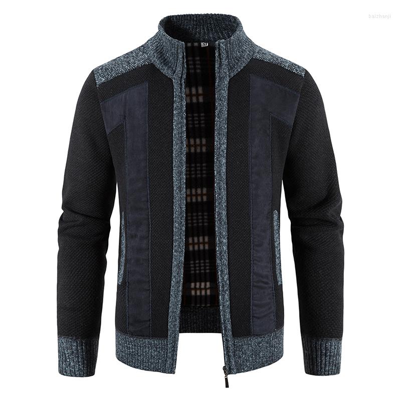 

Men's Sweaters Autumn And Winter Men's Trend Zipper Stand Collar Knitted Sweater Cardigan All-match Casual Fashion Stitching Warm Jacket, Blue