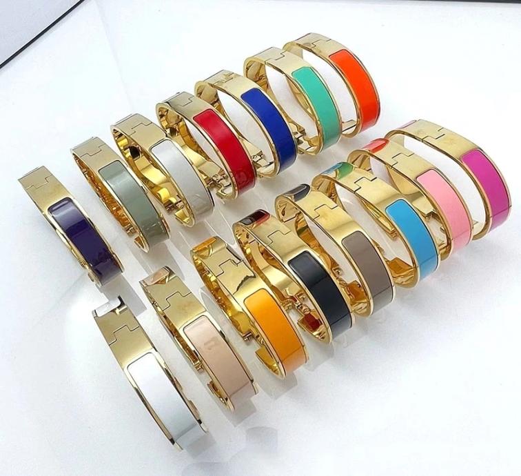 

Bangle 12mm Fashion Simple Stainless Steel H Letter Bracelets Enamel Buckle Glaze European Bracelet Men And Women Gift Jewelry 2203520937
