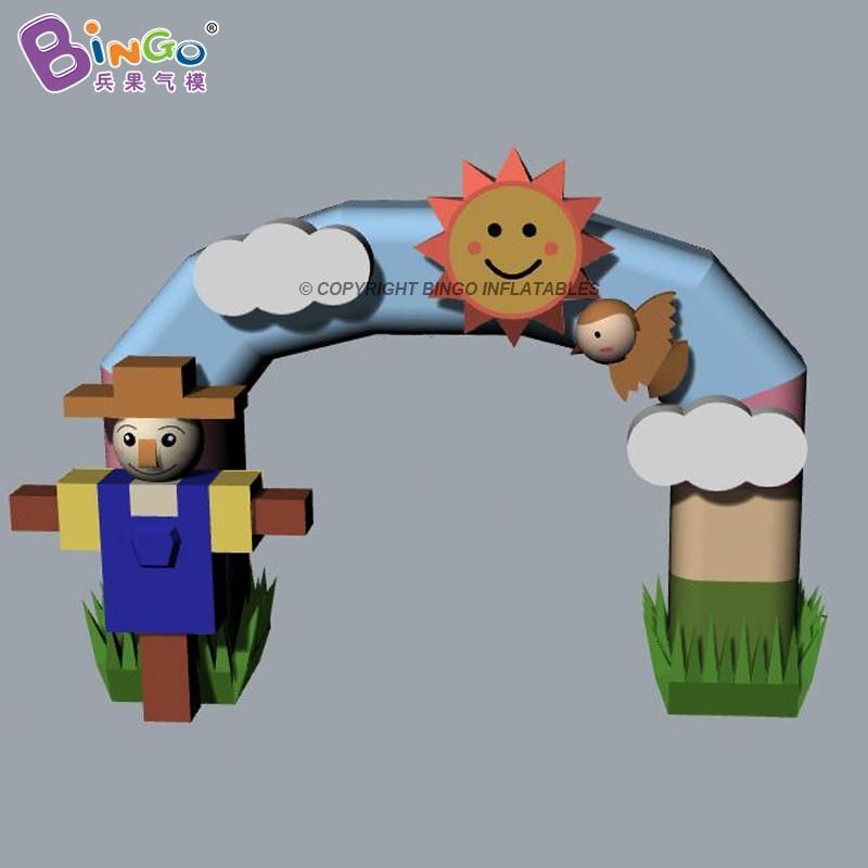 

Cartoon sun arches for decoration 3.65x1.63x2.3m inflatable archway with clouds and scarecrow blow up arched door for amusement park toys sport