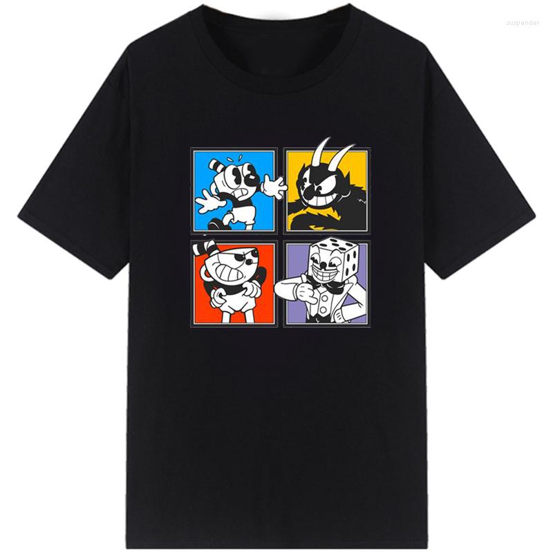 

Men's T Shirts Cuphead Characters Men's T-Shirts Kawaii Cartoon Graphic Tee Tops Unisex Summer Short Sleeve Young Casual Streetwear, Mingyao74920-black