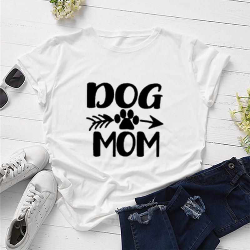 

Women's T Shirts Dog Mom Tshirt Fashion Harajuku Cotton Women Shirt Funny Graphic Round Neck Mother Clothing Short Sleeve Top Tees, Yellow