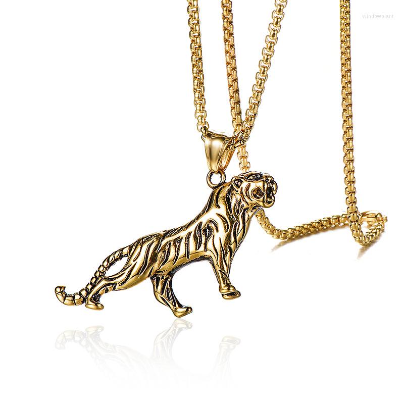

Pendant Necklaces Trendy Stainless Steel Zodiac Tiger Mens Titanium Necklace Personality Shangshan Men's Jewelry
