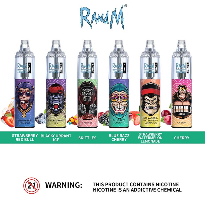 

Authentic RandM Tornado 7000 Puffs Disposable E cigarettes Powerful Battery 14ml Prefilled Cartridge Mesh Coil RGB light Pen