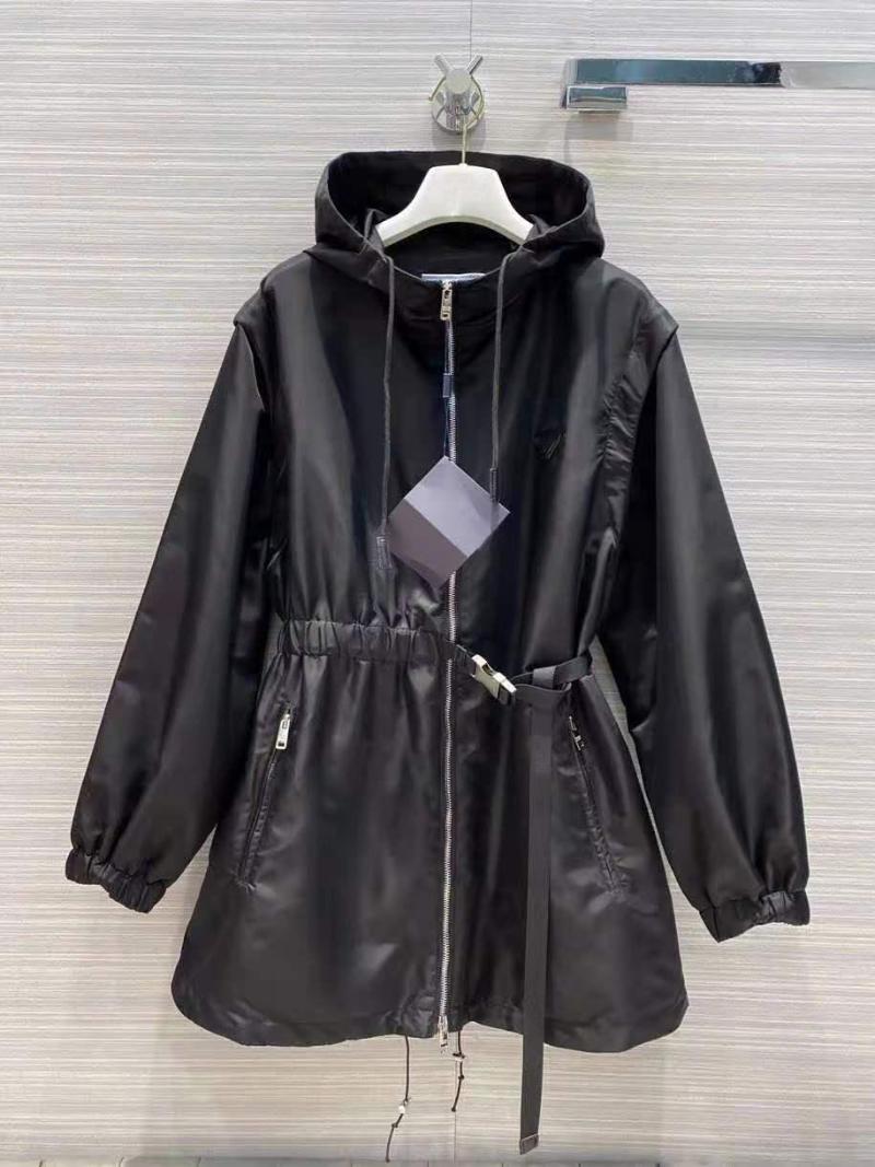 

Women' Jackets Hooded Shoulder Detachable Sleeve Trench Coat, Black
