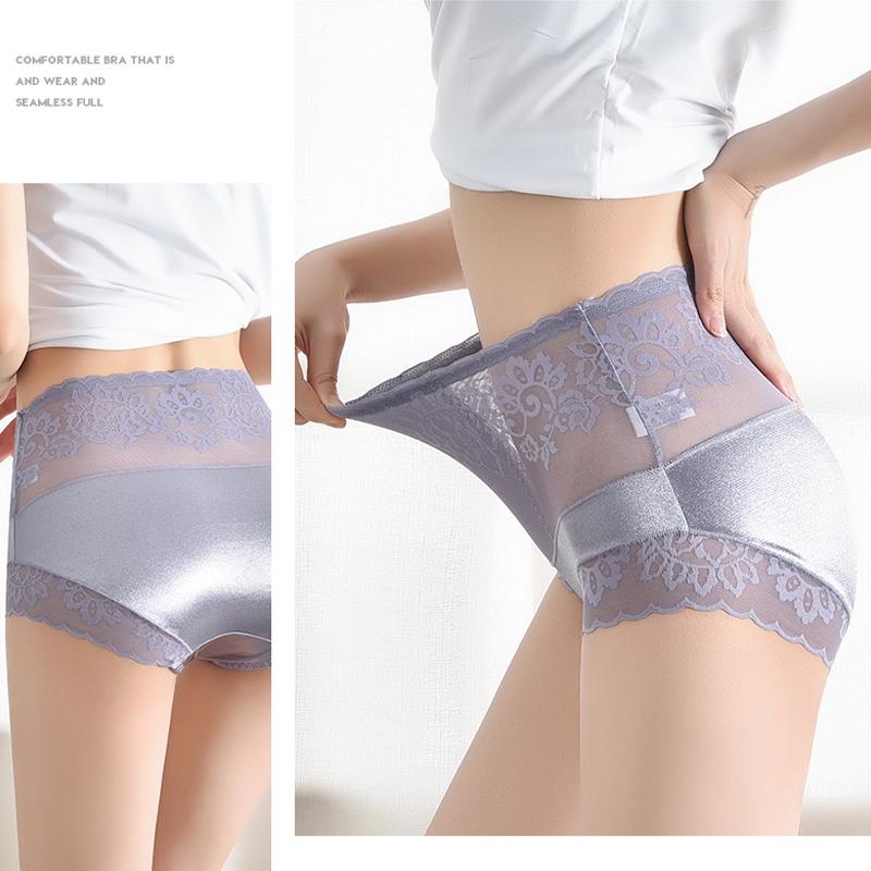 

Women's Panties Lace Women High Waist Plus Size Female Sexy Silk Ruffles Underpant Seamless Hollow Briefs Lingerie, Black