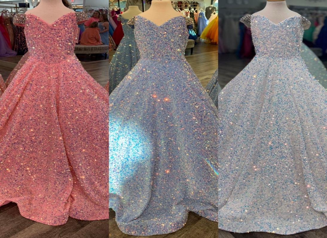 

Iridescent Girl Pageant Dress 2022 Velvet Sequin Beading OffShoulder little Kid Birthday Formal Party Gown ALine Toddler Teens P7394052, Purple