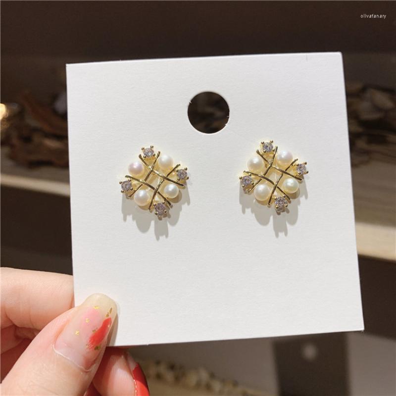 

Stud Earrings Korea Dongdaemun Needle Geometry Simple Pearl Ins Temperament Girls Personality