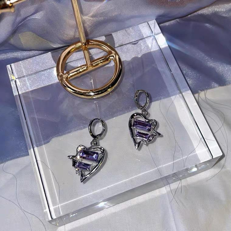 

Dangle Earrings Irregular Love Heart Rhinestone Button Drop For Women Sweet Romantic Aesthetics Luxury Fashion Jewelry