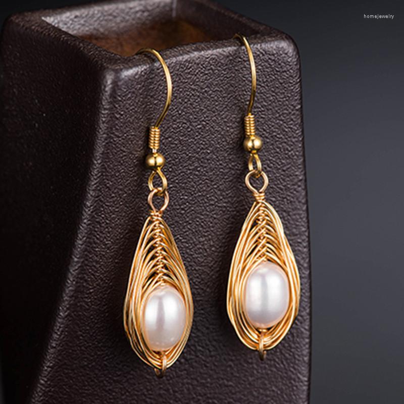 

Dangle Earrings Solid 925 Sterling Silver Hook 18k Gold Plated Pure Handmade Unique Design Women Earring Wedding Gift