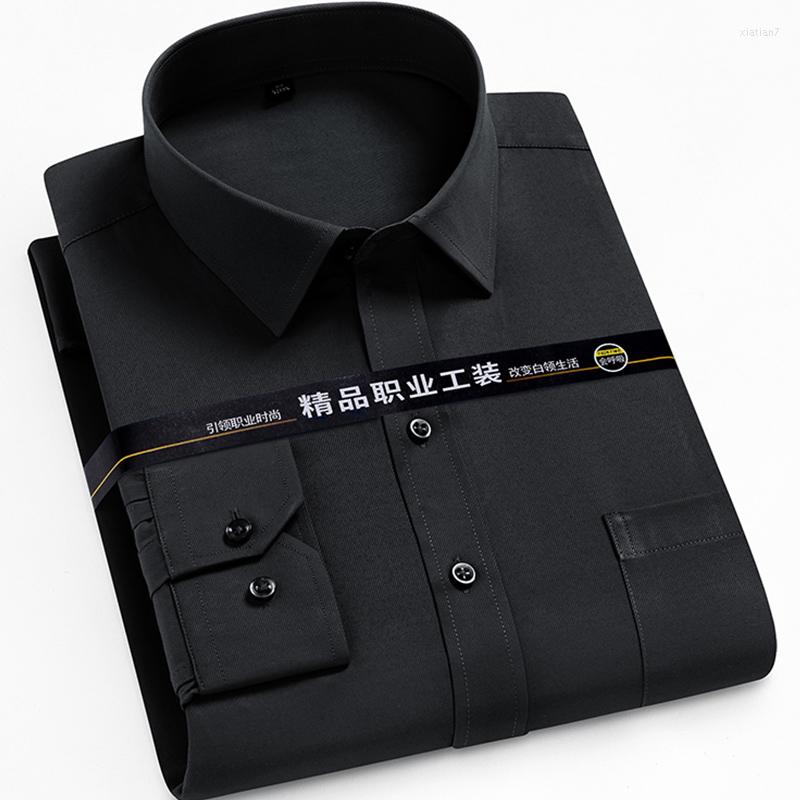 

Men's Casual Shirts Plus Size 8XL Mens Dress 2023 Slim Fit Cotton Long Sleeve Man Black White Blue Shirt Social Office Work, 1-489
