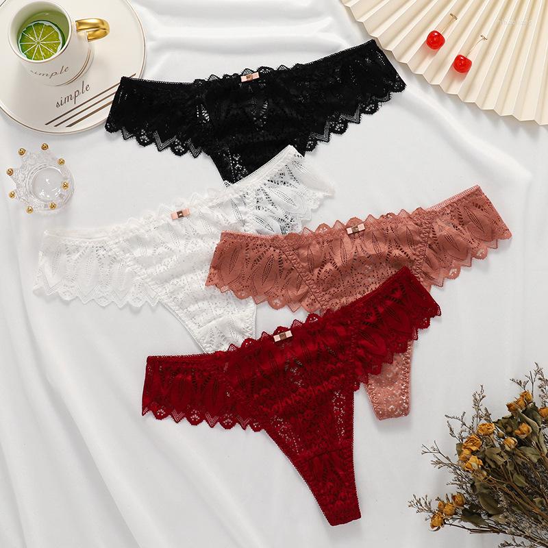 

Women's Panties For Women Hollow Out Low Waist Underwear Sexy Transparent Lace G-String Seamless Thongs Solid Color Erotic Lingerie
