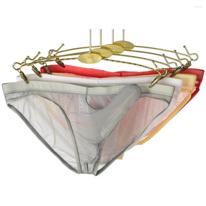 

Underpants Men Briefs Mesh Super Soft Male Panties Solid Color See Through, Purple