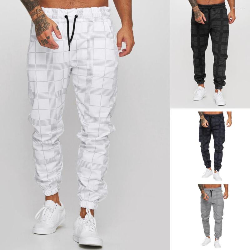 

Men's Pants Mens Streetwear Jogging White Plaid Sweatpants Men Business Casual Trousers Vintage Straight Long Pantalon Homme, Gray