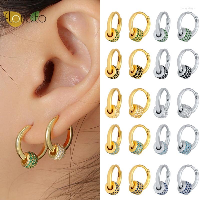 

Hoop Earrings 925 Sterling Silver Needle Colorful Small Gemstone Chunky Beaded Shape Zircon Circle Fine Jewelry For Women Girls