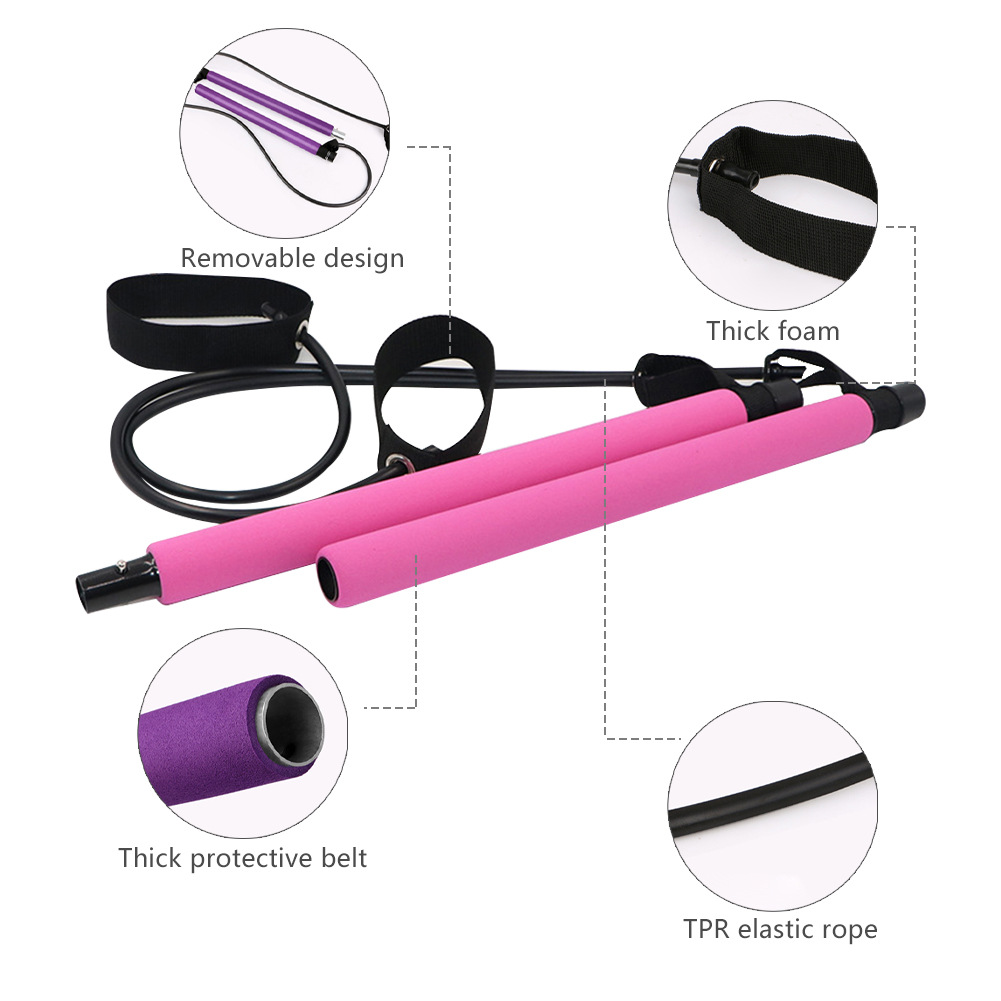 

New Fitness Yoga Pilates Bar Stick Crossfit Resistance Bands Trainer Yoga Pull Rods Pull Rope Portable home Gym Body Workout, Customize