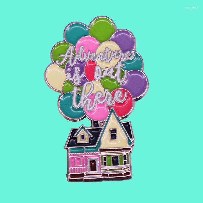 

Brooches Rainbow Balloon Castle Cartoon Brooch Interesting Metal Enamel Badge Denim Jacket Backpack Pin Children Fashion Jewelry Gifts