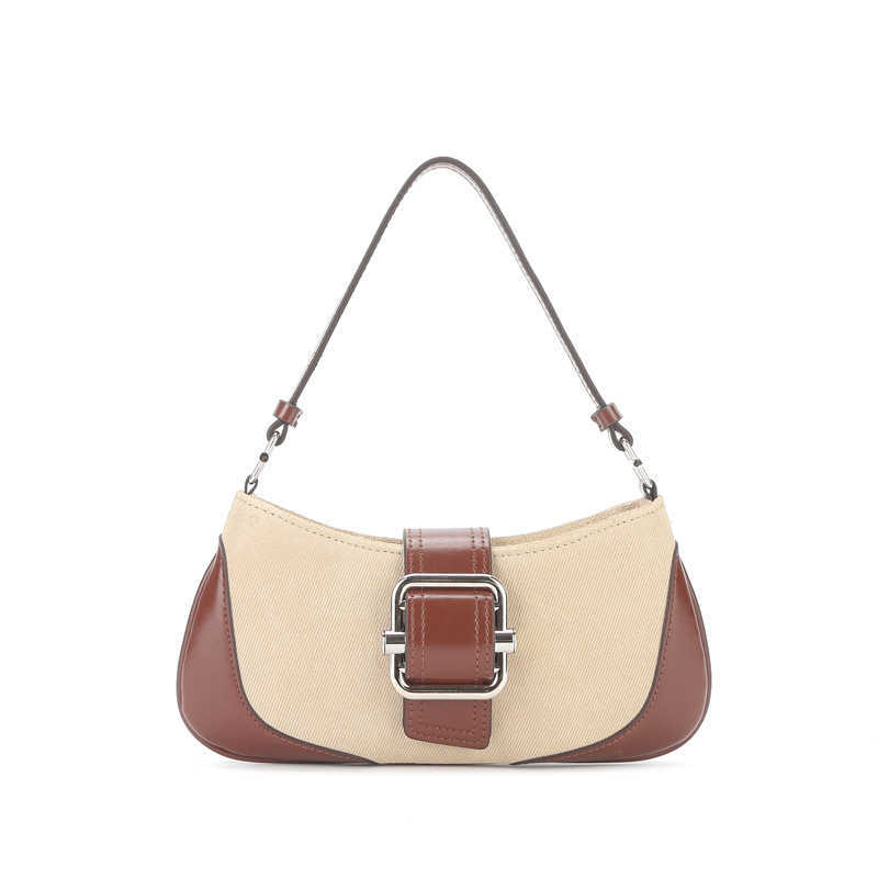

Spliced shoulder bag Spring/Summer New cowhide design underarm bag handbag, Brown-