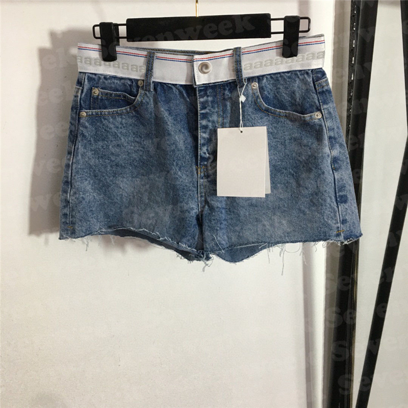 

Women Denim Shorts Designer Pants Letter Webbing High Waist Jeans Fashion Brand Short Pants For Female, Blue