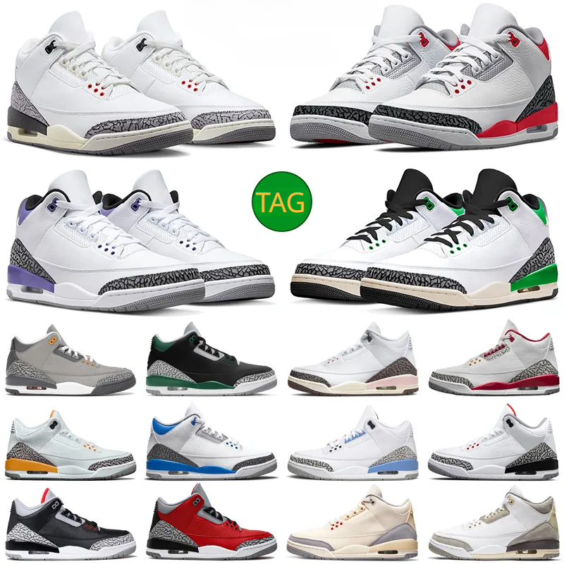 

3 basketball shoes men 3s White Cement Reimagined Rust Pink Cardinal Fire Red Dark Iris Pine Green UNC Racer Blue Black Cat Wizards mens women trainers sports sneakers