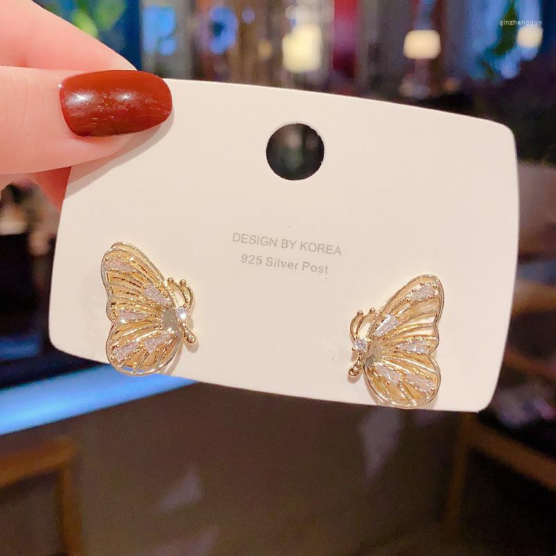 

Stud Earrings Vintage Cute Gold Color Crystal Butterfly For Women Korean Style Fashion Party Jewelry Pendientes Wholesale C025