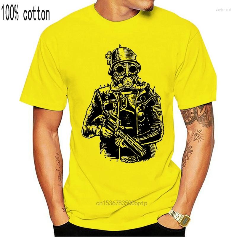 

Men's T Shirts Steampunk Soldier - With Gas Mask T-Shirt Cool Casual Tee Shirt, Yellowmenx583601