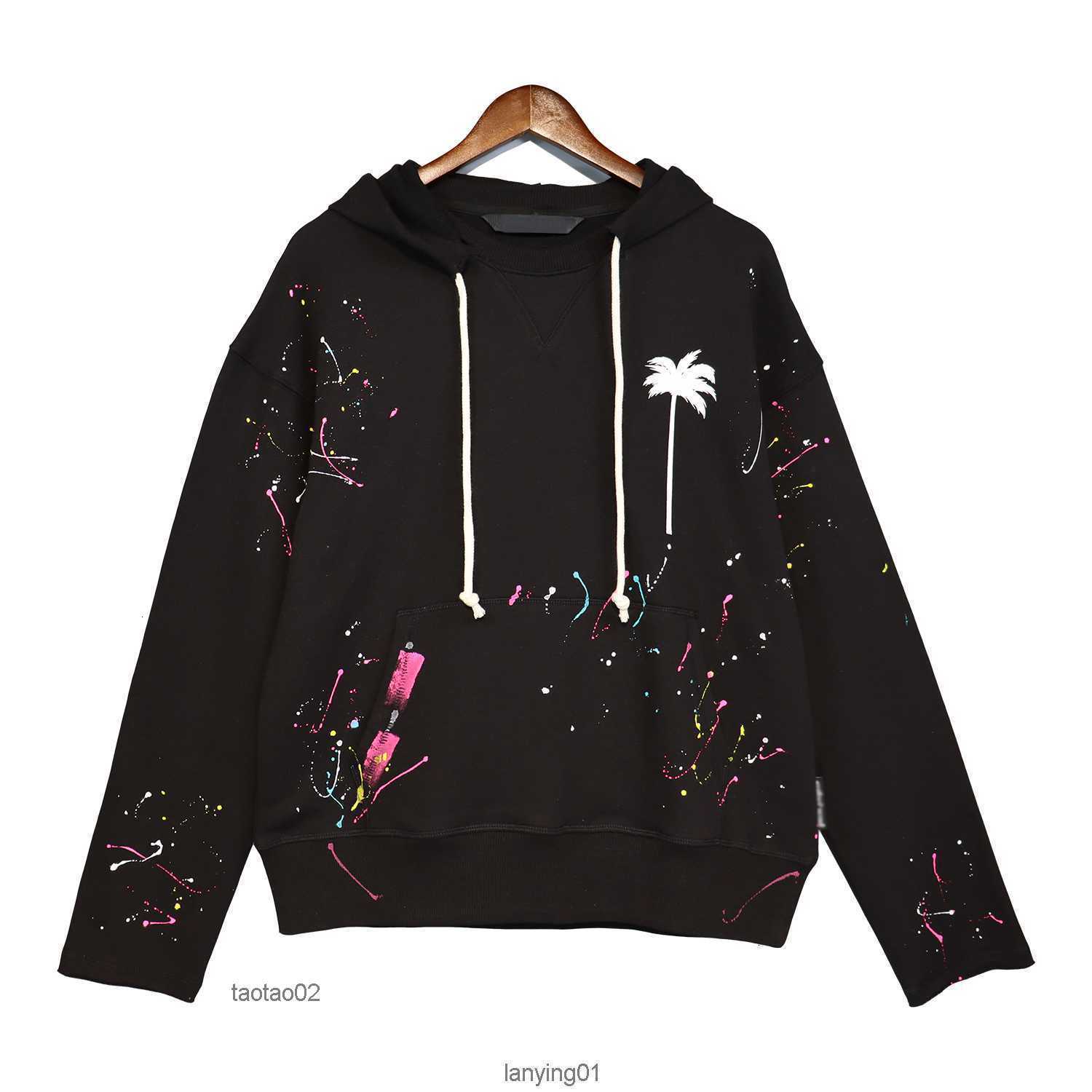

Spring/summer 2022 Men' Black Painted Palm Tree Print Casual Heavy Hoodie8axflv1t