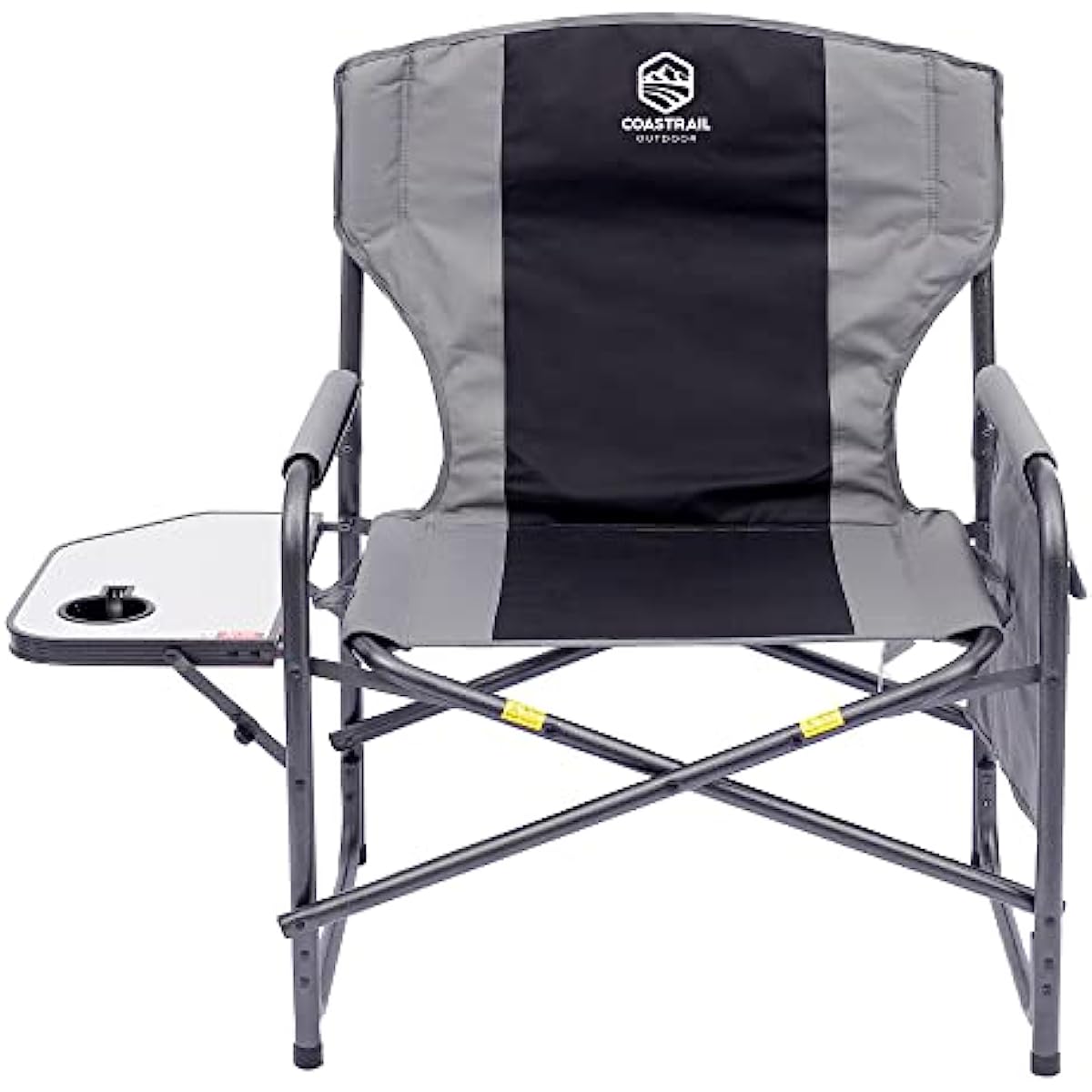 

Coastrail Outdoor XXL Oversized Director Chair Supports 600lbs 28 Wide Fully Back Padded for Adults Heavy Duty Folding Camping Chair with Side Table