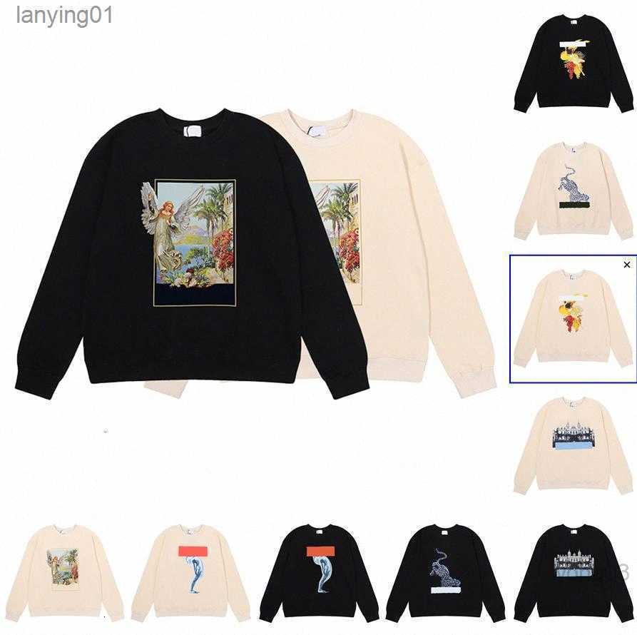 

Designewr Men Rhude Hoodies Pullover Crewneck Long Sleeve Aperfect Day Print High Gram Terry Round Hoody for Mens xl