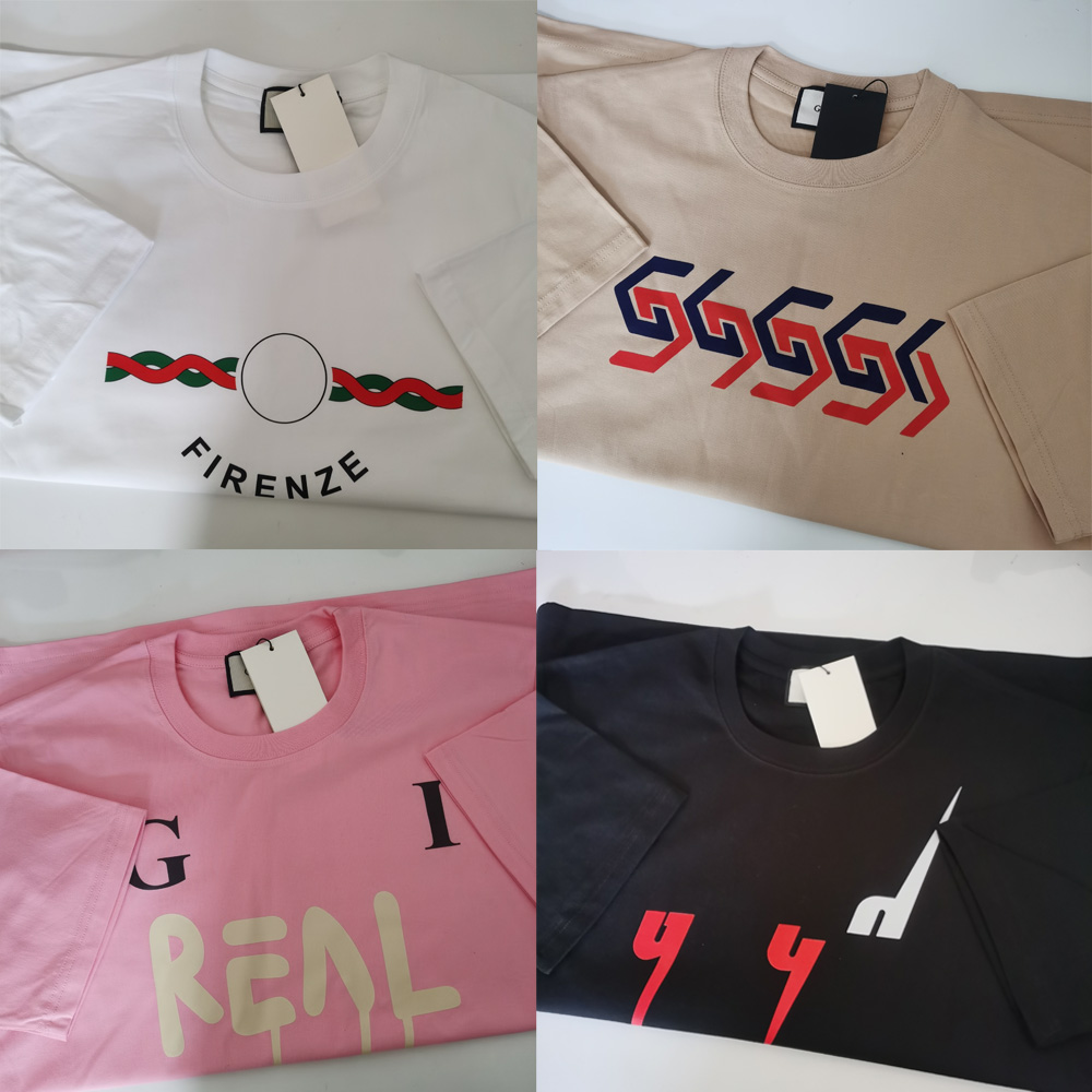 

Italy designer brand T shirt Male and female couples Round neck Pure cotton High quality lightning letter Colored rope Graphic print 3XL 4XL tee tops clothing, Gg10