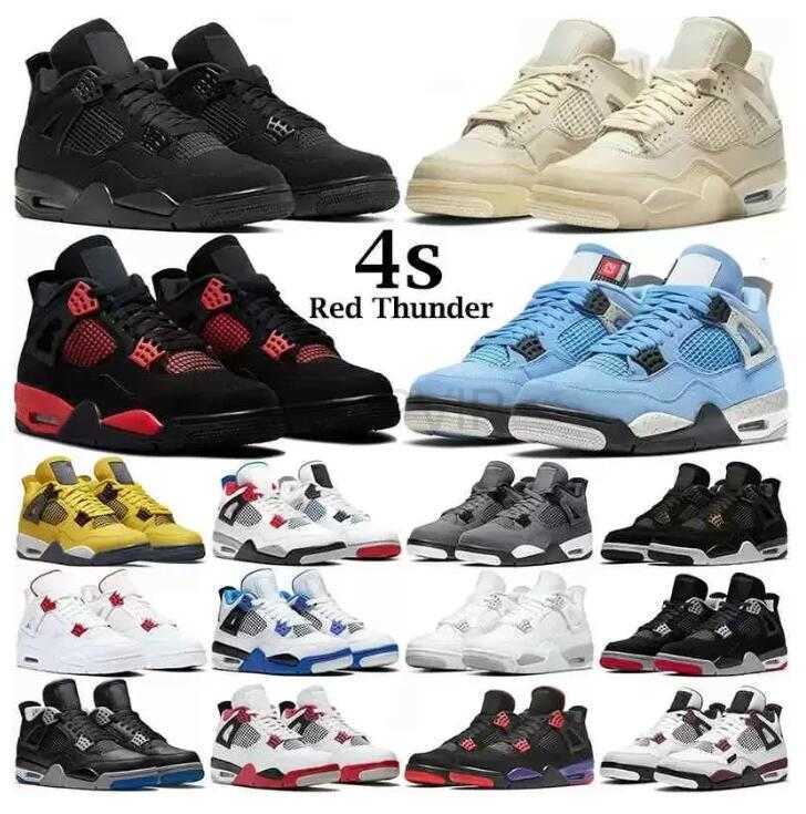 

designer shoes Basketball Shoes Mens Sneakers Military Black Cat Fire Red Thunder Sail White Oreo Pure Money Dark University Bred 2022 Men Women Jumpman 4 sandal, 22