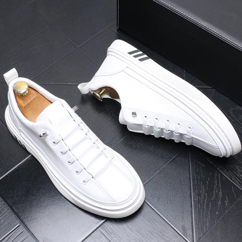 

2022 Men Leather Casual Shoes Spring Autumn New Designer Crocodile Print Fashion Lace-Up Flat Leisure Shoes b36, White