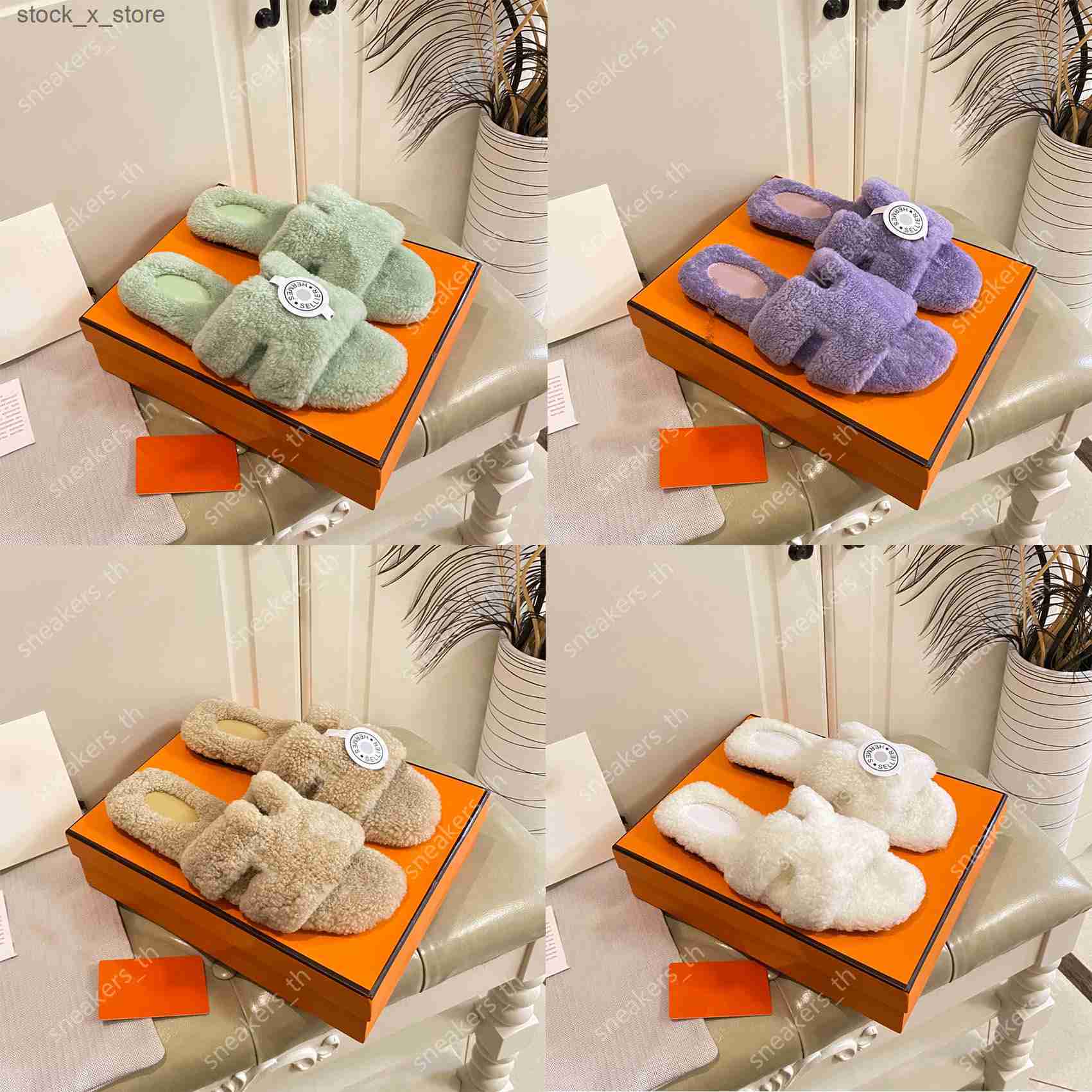 

Designer Oran Slippers 22ss Wool Sandals Women Outdoor Fashion Shoes Furry Slides Winter Slider Flip Flops Platforms Mules Rubber Sole Black