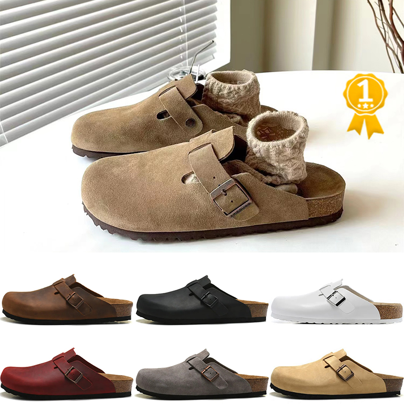 

Birkenstock Designer Boston Summer Cork Flat Slippers Fashion Leather Slide Favourite Beach Sandals Casual Shoes Clogs for Women Men Arizona Mayari, #1