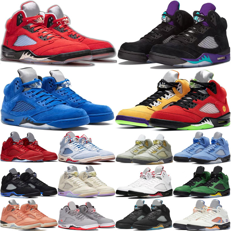 

2023 New Pattern Basketball Shoes Racing Blue Jumpman 5 5S Casual Shoes Basketball Men's Sports Shoes High Quality Bull Oreo Mandarin Duck White Blue Purple Grape 40-47, With original box