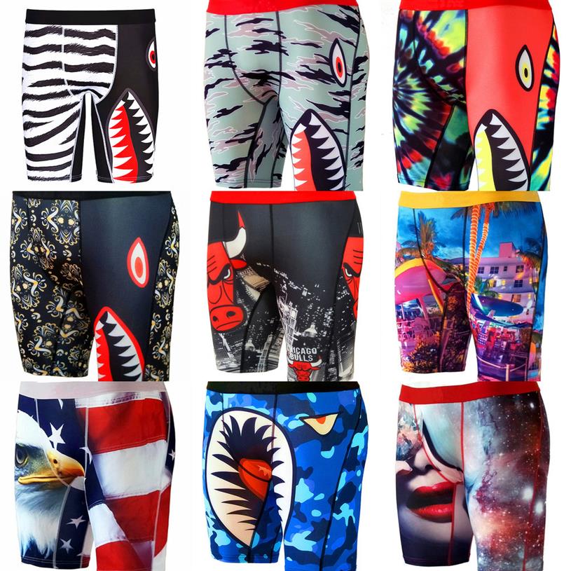 

Designer logo Men boxers Flat Underpants Printed Sports Breathable Ice Silk Quick Drying Tight Underpants Men250O, 07white spotted shark