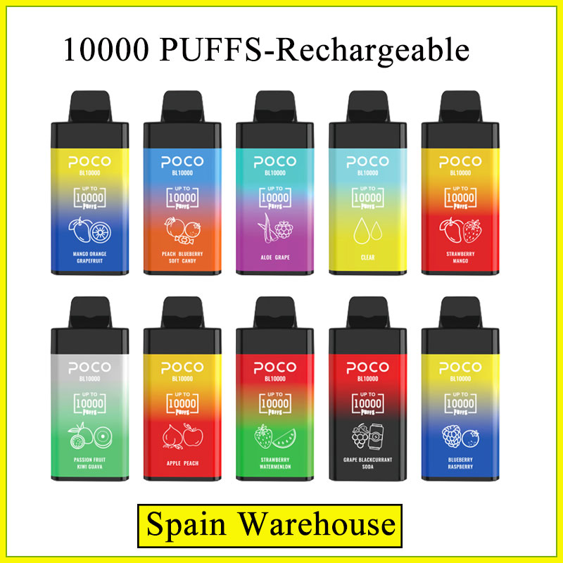 

POCO BL 10000 puffs mesh coil Electronic Cigarette Disposable pen with rechargeable 650mah Vape Pen battery and 20ml cartridge pod Spain warehouse