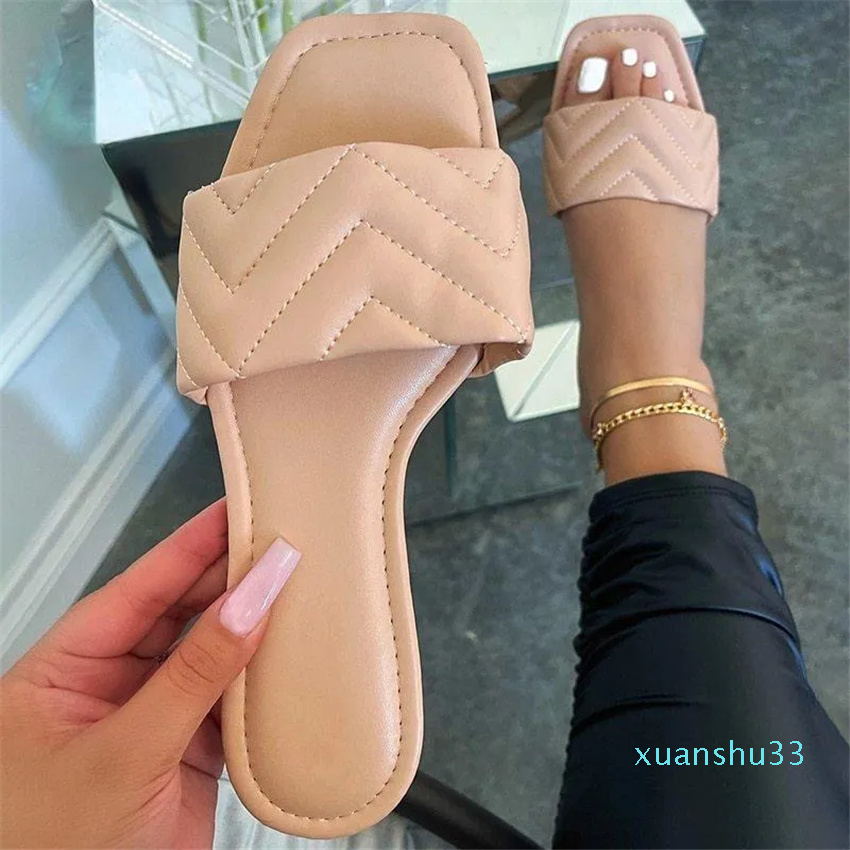 

Slippers Soft Leather Woven Women Summer 2023 Flat Heels Beach Casual Slides Shoes Woman Outdoor Sandals Flip Flops MuterSlippers, White
