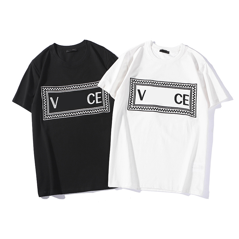 

Designer T-Shirts men women summer embroidery spliced short sleeve casual tees availabel in three style, Black