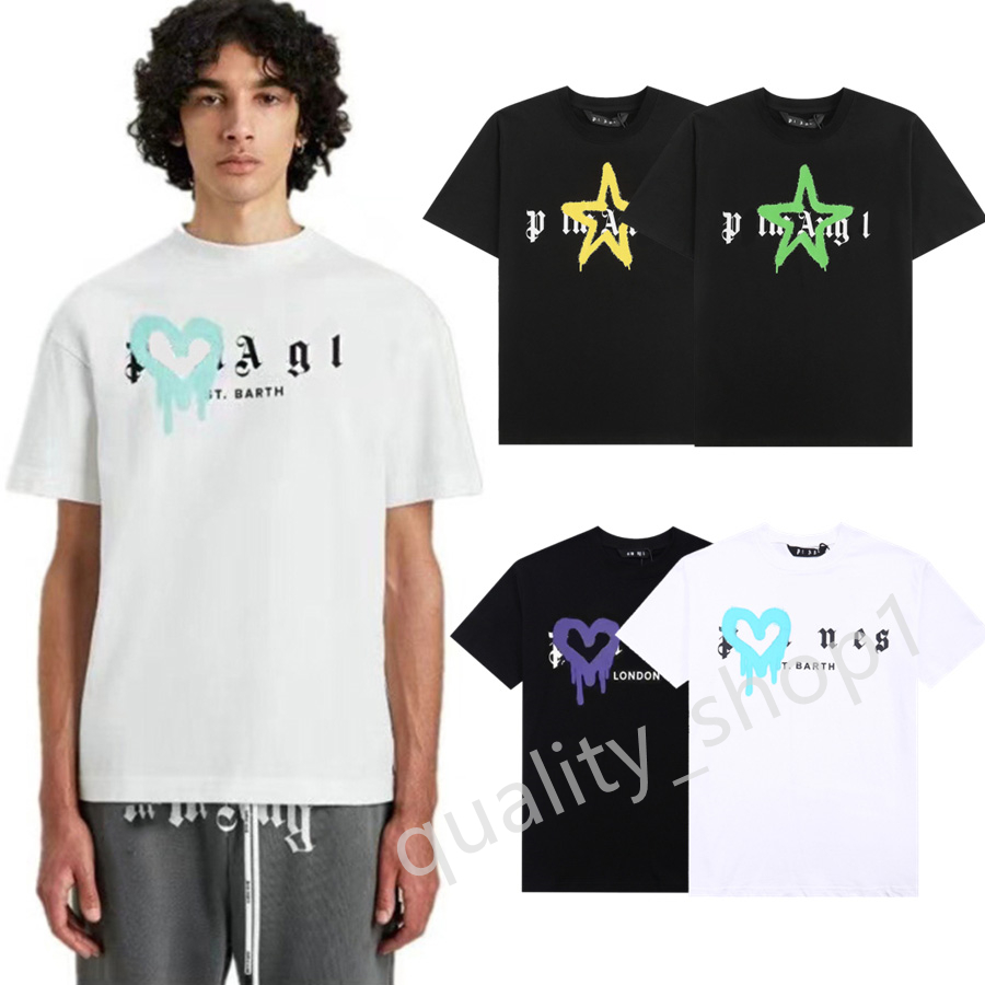

Designer Luxury Summer T-shirt Palms Brand Angel Clothes PA Clothing Spray Heart Shaped Short Sleeve Spring Tide Mens Womens Angles Short Sleeve S-XL