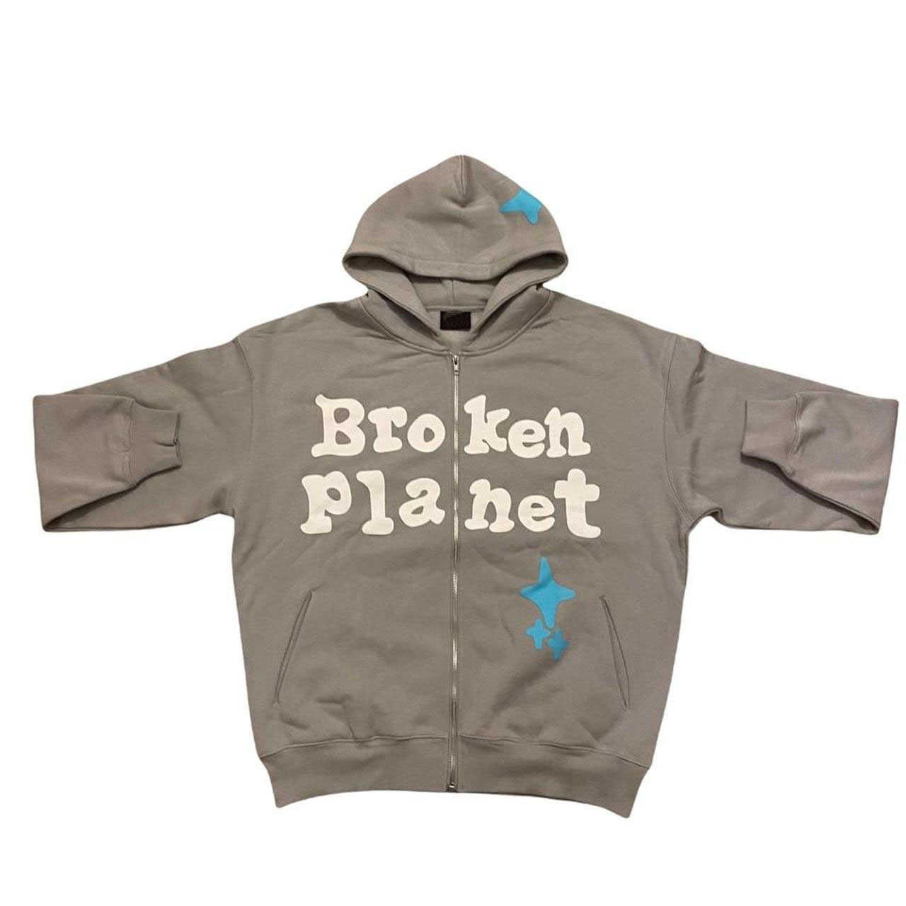 

Broken Planet Wy58401 Hooded Foam Print Coat American Sweater, Gray