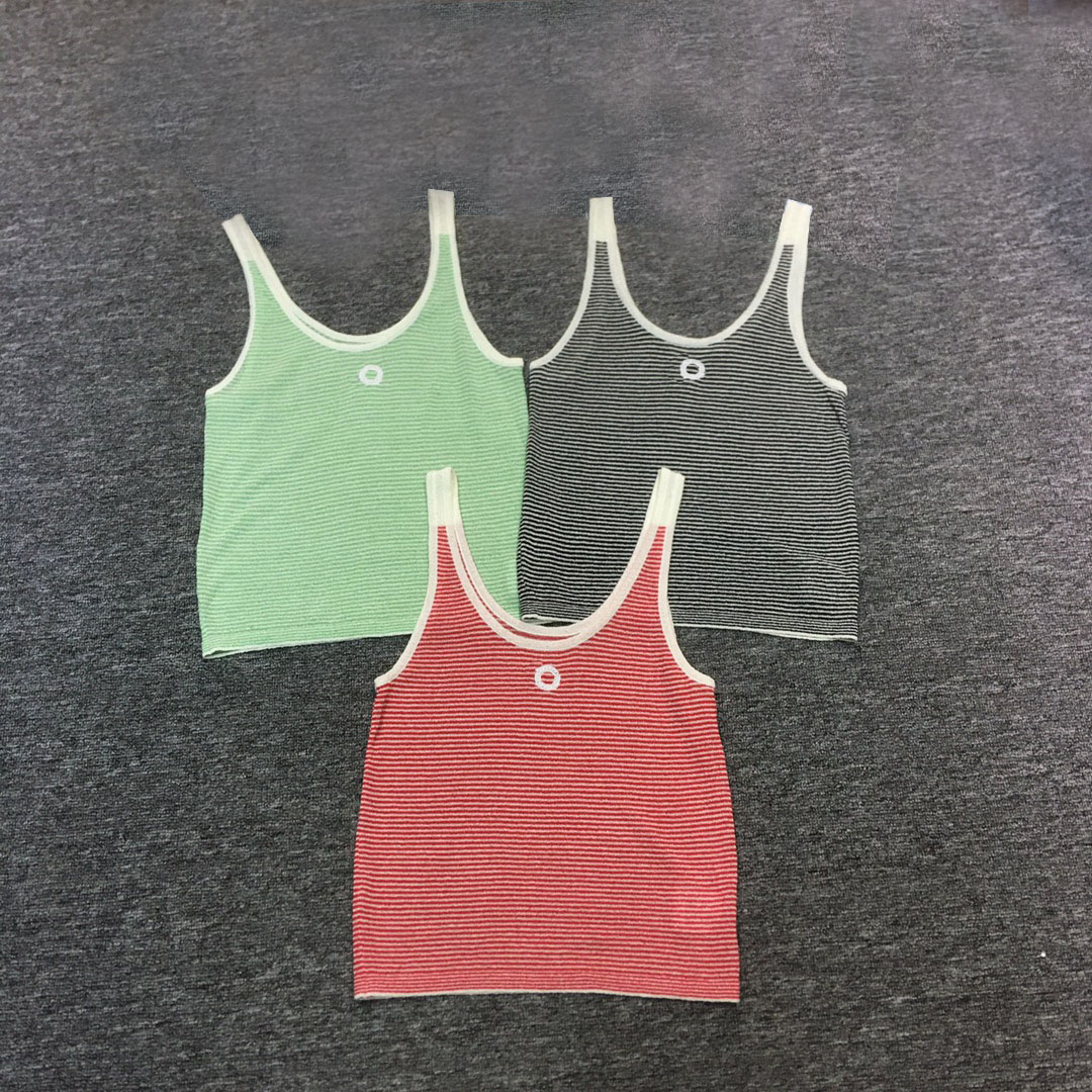 

2023 Women's Tanks Designer Summer Women's U-neck Stripe Knit Tanks Sexy Ladies Tops Women Fashion Sleeveless Casual Knitwear Vest, Red
